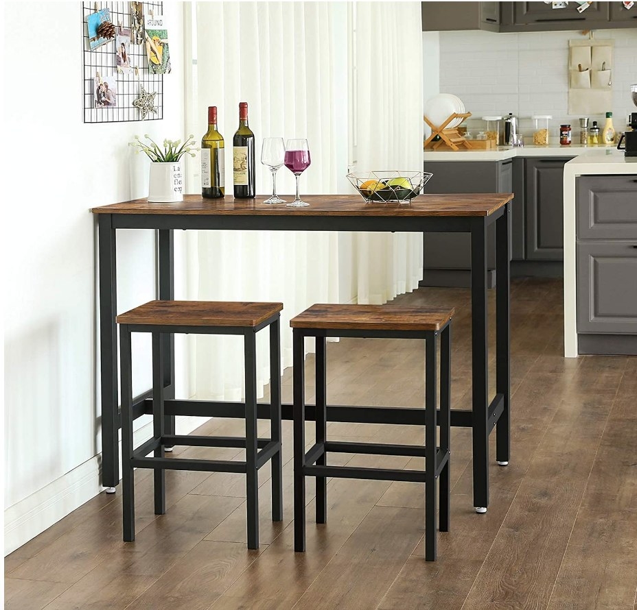 The bar set with table and two barstools