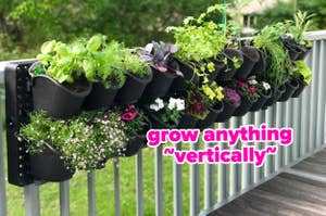 wall gardening planters along a fence