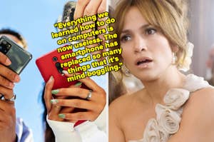 Jennifer Lopez looking surprised. Text: "Everything we learned how to do on computers is now useless. The smartphone has replaced so many things that it's mind-boggling."