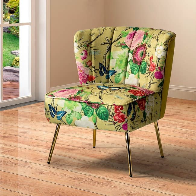 the mustard floral chair