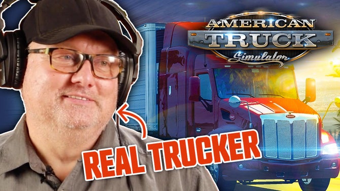 Trucker, Scot Free, smiles wistfully with headphones on and the words 