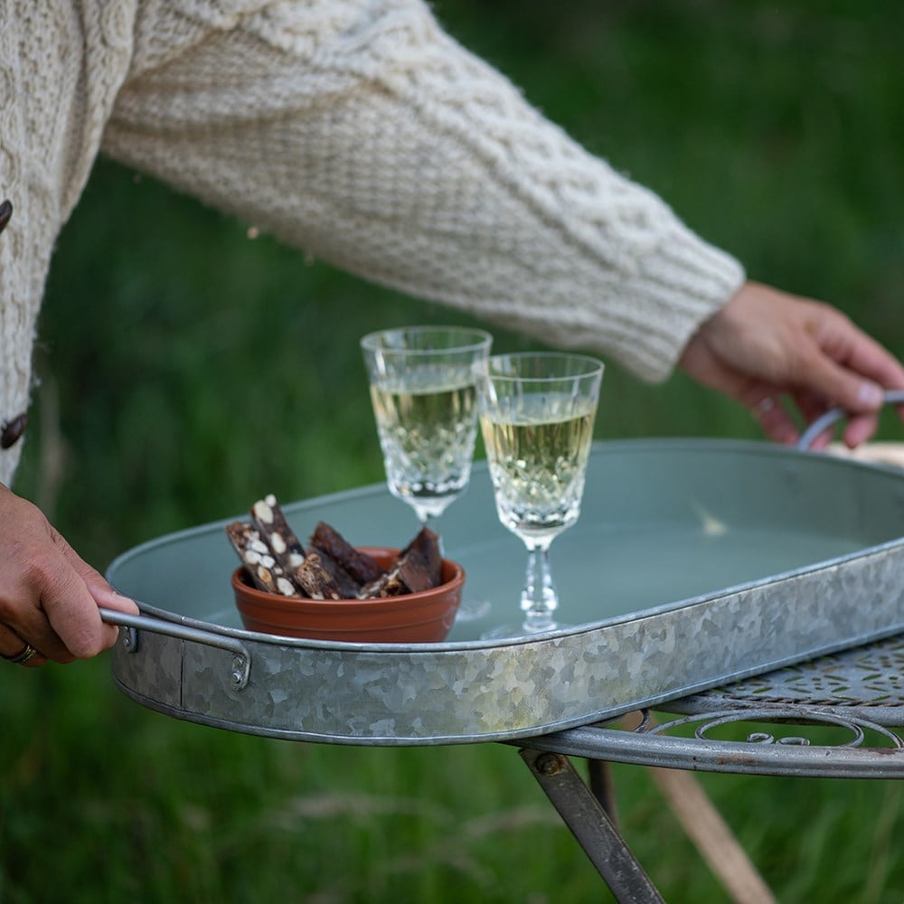 Galvanised oval tray