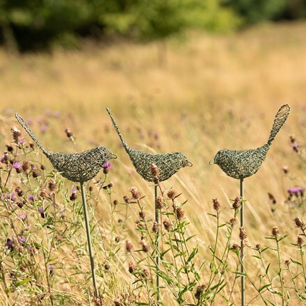 Wire bird on a stake - green