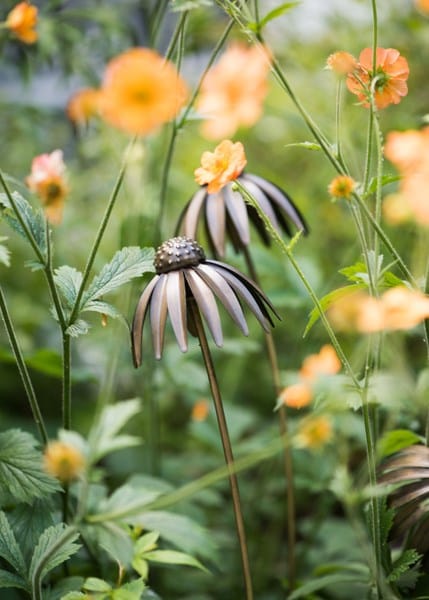 Echinacea plant stake - antique bronze