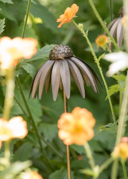 Echinacea plant stake - antique bronze