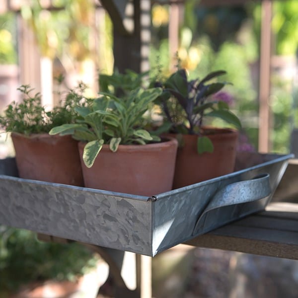 Galvanised tray with handles