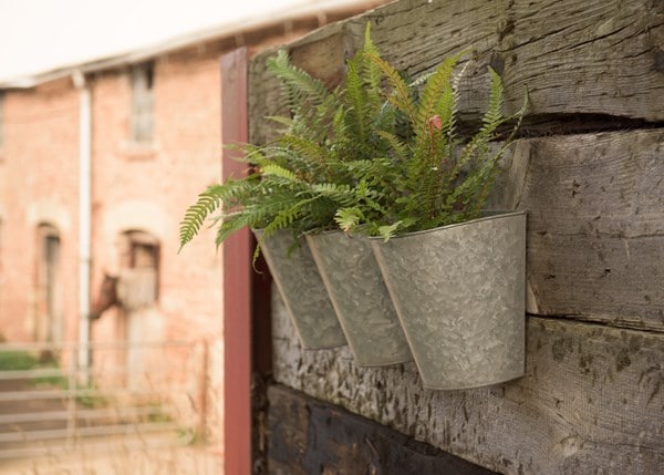 Galvanised metal wall planters - set of 3