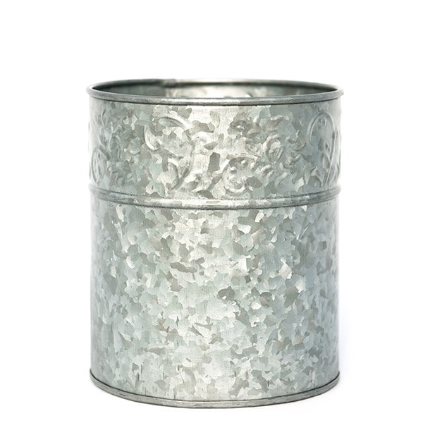 Embossed galvanised pot