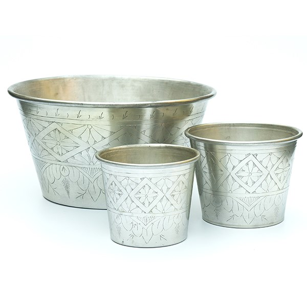 Hand etched aluminium planter 