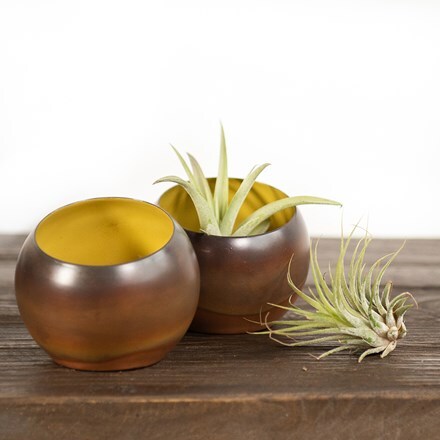 Enamelled metal pot - mustard