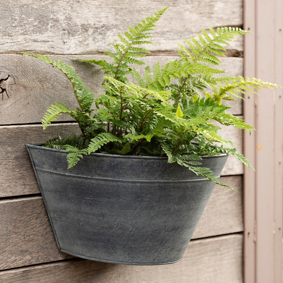 Wall planter - aged zinc