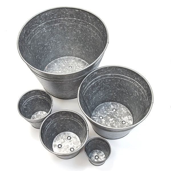 Ringed galvanised grow pot