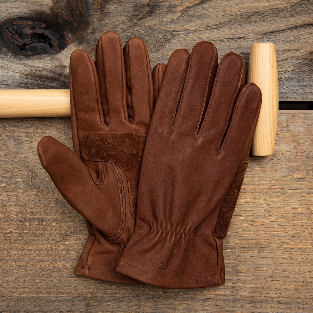 Leather gardening gloves - brown