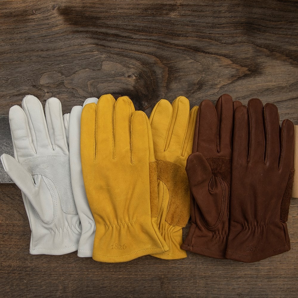 Leather gardening gloves - mustard