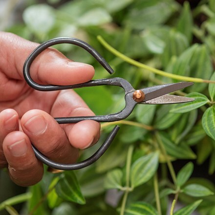 Small steel scissors with leather pouch