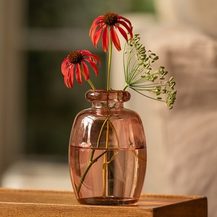 Dusky pink glass vase