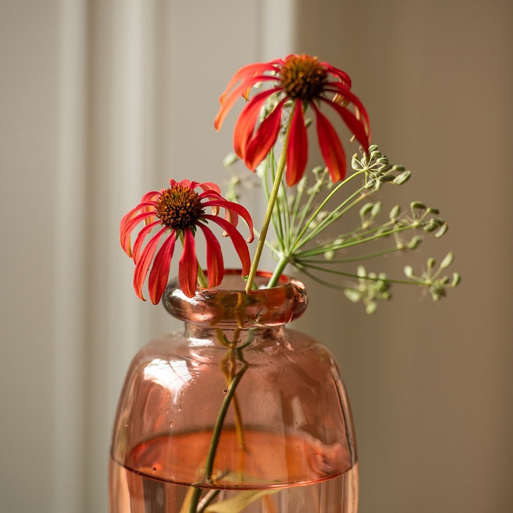 Dusky pink glass vase