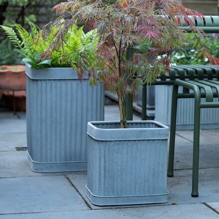 Rectangular dolly pot - aged zinc