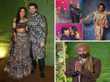 Karan Deol-Drisha Acharya sangeet: Lovebirds twin in blue; Dharmendra grooves to ‘Yamla Pagla Deewana’; Ranveer Singh carries groom