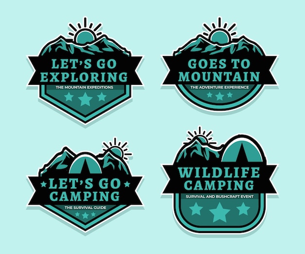 Free vector detailed adventure badges collection