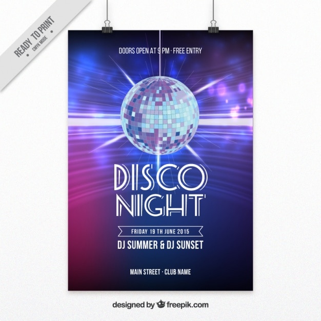 Free Vector poster for a night disco