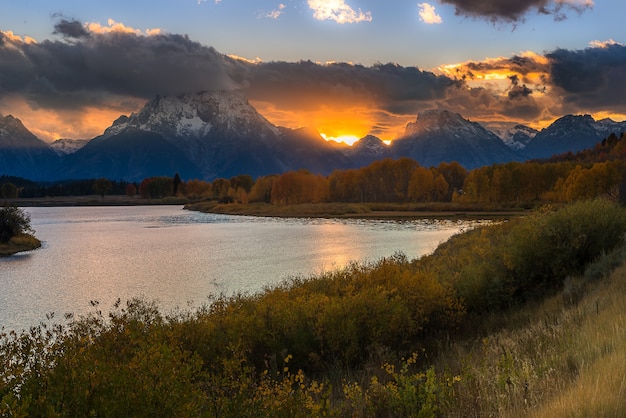 Beautiful view of Oxbow Bend Turn out in Grand Teton National Park