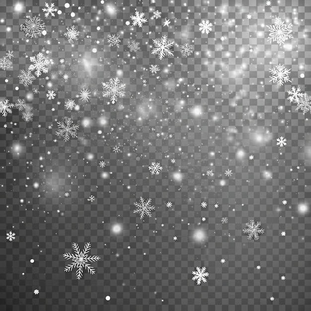 Photo falling snow isolated on transparent background for winter effects