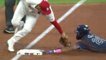 Jose Siri safe at third after review