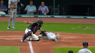 Jake Rogers called safe at home after challenge