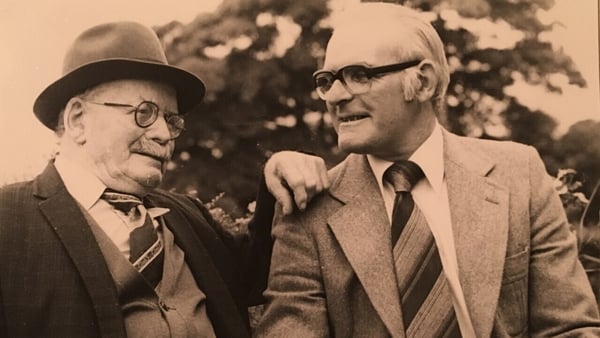 Bard Of Armagh Mick Quinn (R) with his father John Ned (Pic: Bobbie Hanvey Photographic Archives at the John J Burns Library, Boston College)