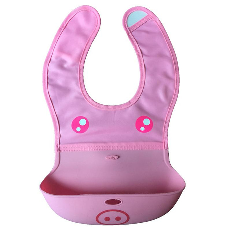 Nectar Baby Cloth and Silicone Bib-pink pig