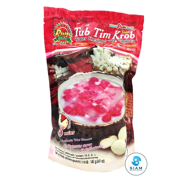 Madam Pum Brand Water Chesnut with Tapioca (Tub Tim Krob), Thai Dessert