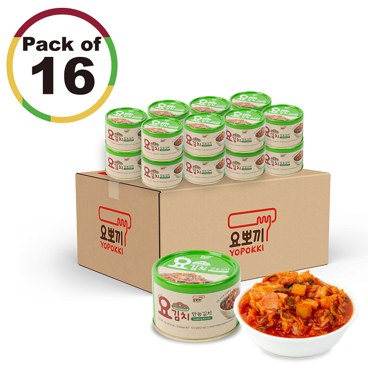 Korean Canned fermented Kimchi napa Cabbage (16 Pack, fermented taste)