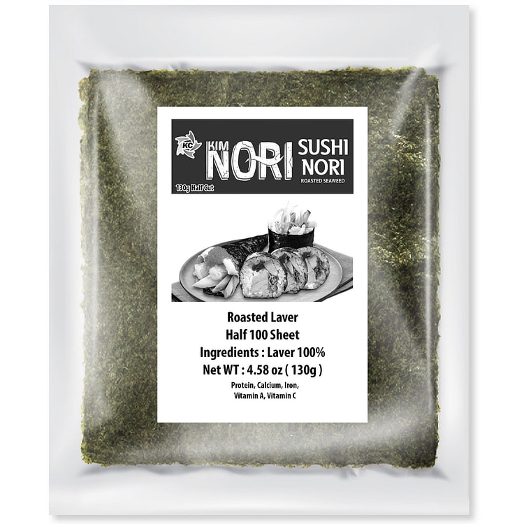 Kimnori Organic Sushi Nori Seaweed Sheets 130g (4.58oz) Half Cut 100 Sheets