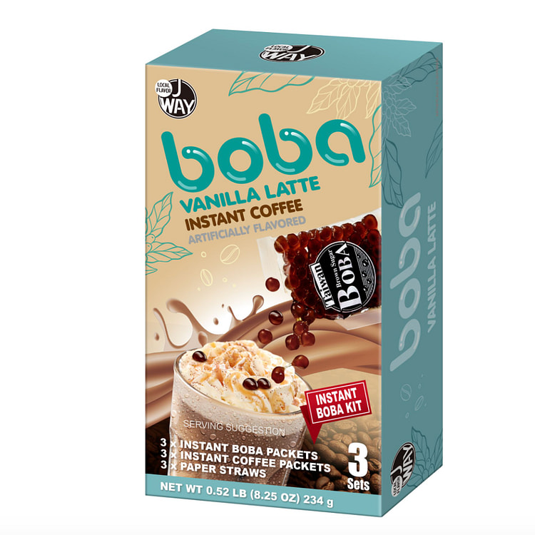 J WAY Instant Boba, Vanilla Latte, Kit - 3 Servings