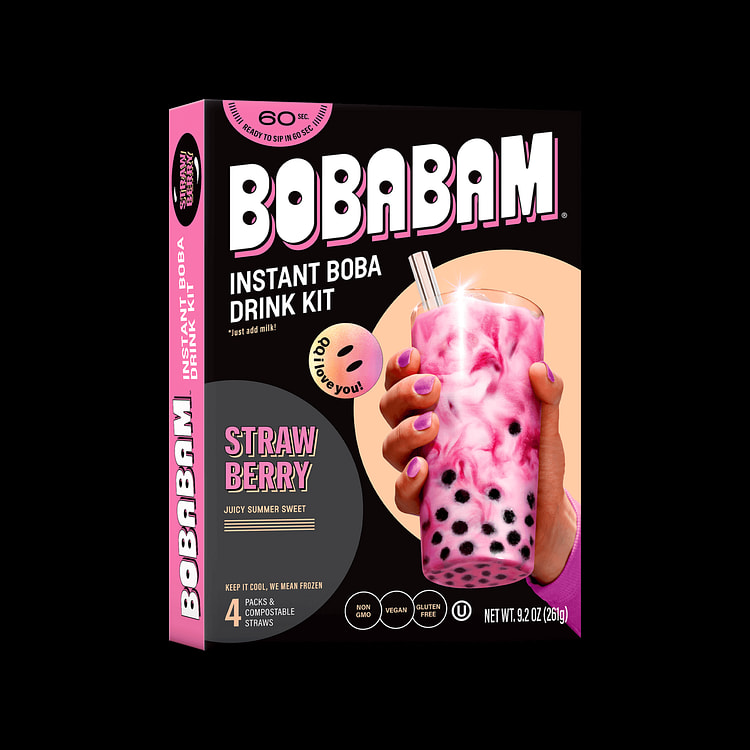 BOBABAM Strawberry Instant Boba Drink Kit