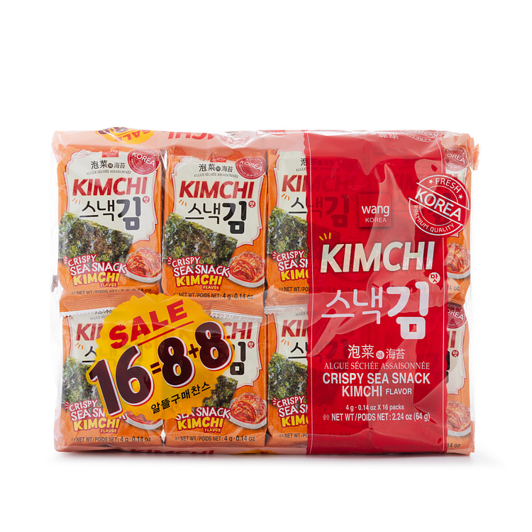 WANG Kimchi Flavor Seasoned Seaweed 16pks