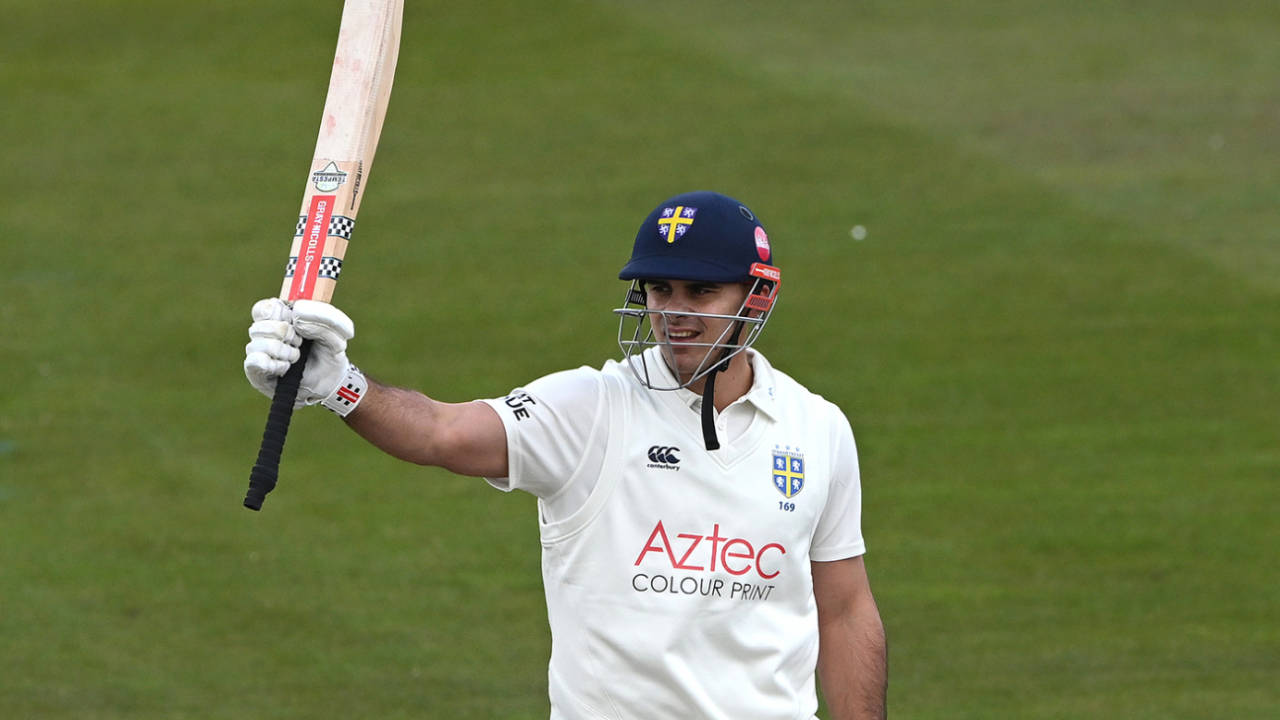 David Bedingham acknowledges his half-century, Durham vs Essex, County Championship, Division One, Chester-le-Street, April 26, 2024