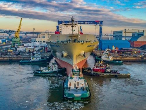 This photo provided by Hanwha Group shows a panoramic view of Philly Shipyard Inc. in Philadelphia, Pennsylvania. (PHOTO NOT FOR SALE) (Yonhap)