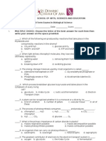 Biological Science - Mid Term Exams