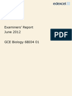 2012 June Edexcel Biology Unit 4 Examiner's Report