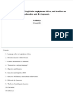 The Current Role of English in Anglophone Africa, and Its Effect On Education and Development.