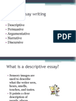 Types of Essay Writing: Descriptive Persuasive Argumentative Narrative Discursive