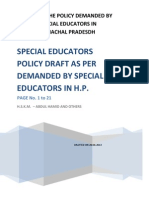 Policy For Special Educators in Himachal Pradesh Drafted by Vijay Heer