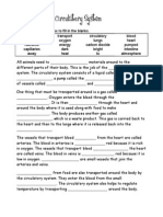 Circulatory Cloze Woorsheet