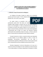 Reglas de Nomenclatura Iupac para Escribir Nombres y Formulas de Los Compuestos Orgánicos Oxigenados y Halogenuros de Alquilo