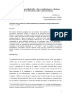 El Principio de Fraternidad en Los Valores, Instituciones y Relaciones Sociales de La Educación Escolar Latinoamericana