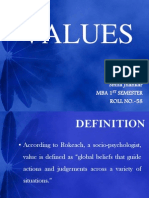 Values: Presented By: Smita Jhankar Mba 1 Semester ROLL NO.-58