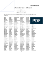 Learn Vocabulary List Advanced