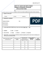Department of Labor and Employment Government Internship Program Application Form